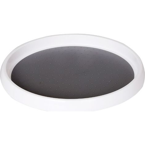 Lot de 2 plateaux tournants Pretireno Lazy Susan, antidérapants, de 25 cm (10 pouces), pour placards, garde-manger, cuisine, comptoirs et présentoirs de coiffeuse. Blanc/gris. (1/5)