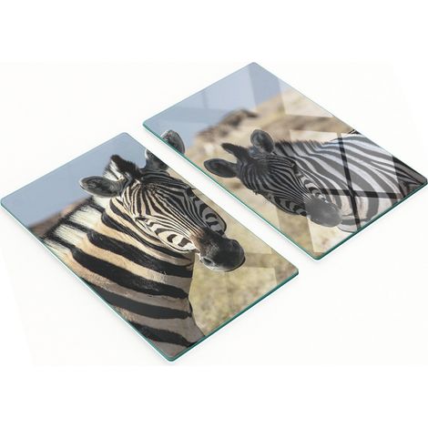 Planches à apéritif décoratives en verre Deux zèbres 2x30x52 cm (1/5)