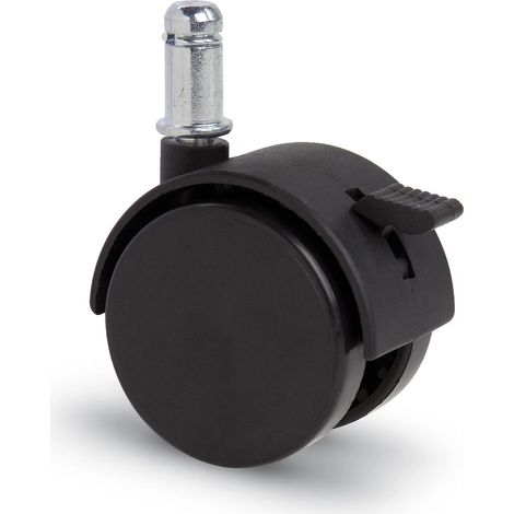 Roulette pivotante freinée de meuble - MESO - Nylon double dur - 50mm - Capot + axe 11x22mm