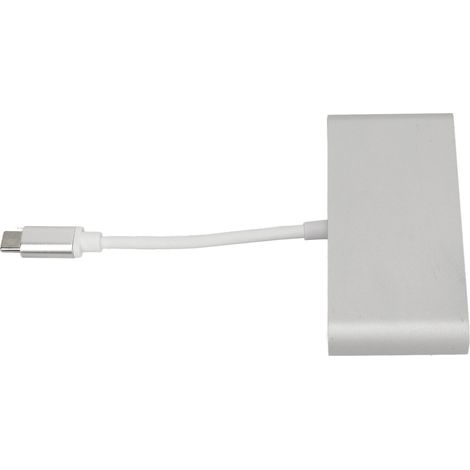 4-in-1 USB-C-Hub aus Aluminiumlegierung mit USB 3.0 Gigabit LAN- und RJ45-Anschlüssen, HD Multimedia Interface für Telefon und Computer (Silber). (1/5)