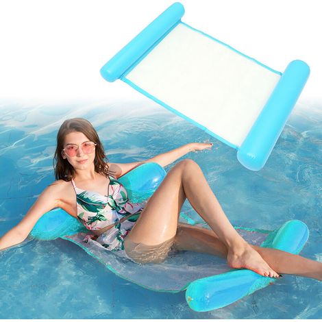 EINFEBEN Hamac Gonflable Piscine 4 en 1 Bouée Matelas Gonflable Facile pour Adultes Chaise de Lit Flottant Portable d'eau pour Mer Plage Piscine Bleu (1/5)