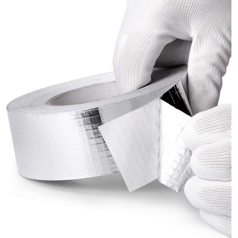 4.8CM wide 20M long, glass fibre aluminium foil tape Thickened flame retardant, high temperature resistant, waterproof, sunlight resistant and tear resistant insulation aluminium foil tape Tin foil p (1/5)