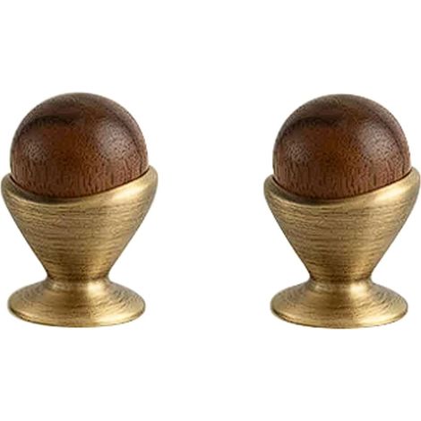 Poignée de meuble en bois noyer et laiton avec finition bronze (1/5)