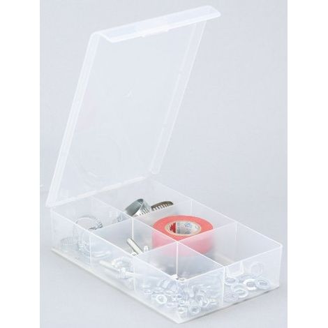 BOÎTE D'ASSORTIMENT 6 COMPARTIMENTS, EUROPLUS BASIC 12/6, TRANSP., PP, SOLIDE FERMOIR ALLIT 457166