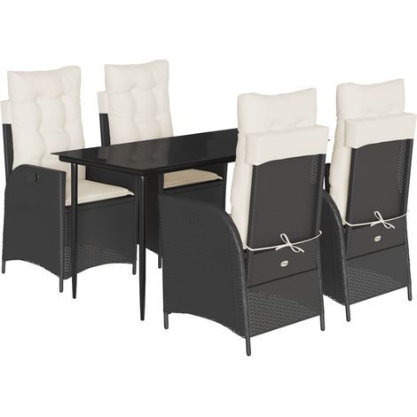Maison Exclusive - 5-tlg. Garten-Essgruppe mit Kissen Schwarz Pol (1/5)