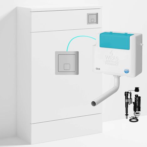 Gloss White 500 x 200mm Back to Wall WC Unit with Concealed Toilet Cistern Set - Side Entry (1/4)