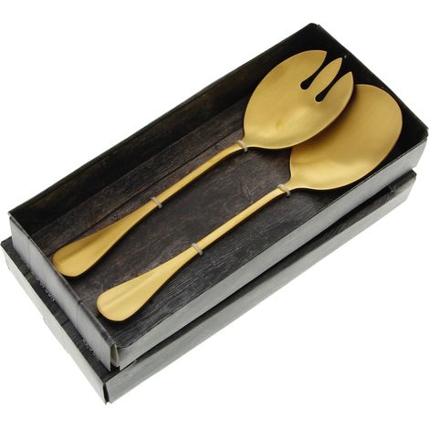 Cucharas de ensalada de acero dorado 2 piezas. (1/5)