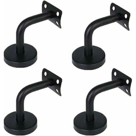 Ensemble de 4 supports de main courante en acier inoxydable 201 – Finition laque noire – Pour escaliers et couloirs – Installation facile (1/5)