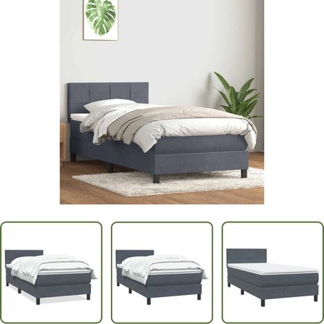 vidaXL Samt - Boxspringbett mit Matratze Dunkelgrau 80x210 cm Samt (1/5)