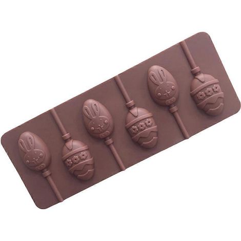 Moules à bonbons à 6 compartiments, moules à œufs de Pâques, moule à glaçons en forme d'œuf, moule à chocolat DIY, moules en silicone pour Pâques-Chocolate (1/3)