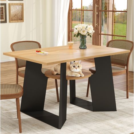 table repas rectangulaire 130 cm chat rangement MDF noir OKMYHOME (1/5)
