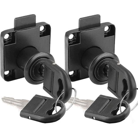 Set di 2 serrature a camma, serrature di sicurezza per armadi, cassetti, armadietti, cassette postali e mobili, nere (1/5)
