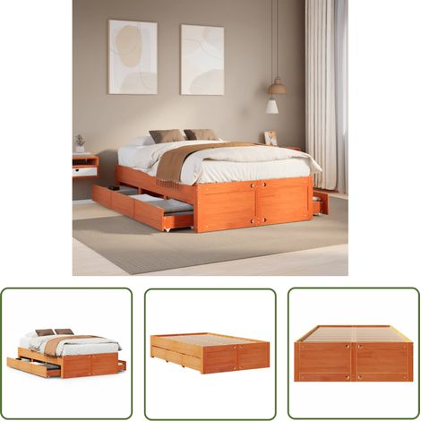 vidaXL Cadre de lit sans matelas avec tiroirs 120x190 cm bois de pin (1/5)