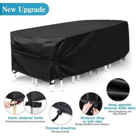 Housse de Meuble de Jardin - 225x116x82cm Anti-poussière Imperméable Polyester Tissu Protection Couverture Extérieur Meuble (1/4)