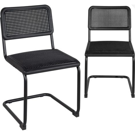 Ensemble de 2 chaises rétro vintage en métal et plastique souple, design industriel, pieds cantilever SAFI (noir) (1/5)