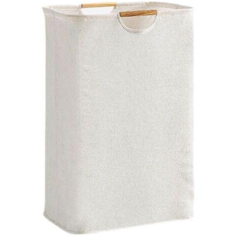 Panier à linge pliable 30 x 30 x 40 cm – Poignée – Revêtement imperméable – Pour vêtements, serviettes, jouets – Beige pur (1/4)