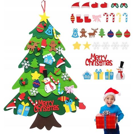 Albero di Natale in feltro per decorazioni, 100 cm + 32 ornamenti DS7 (1/5)