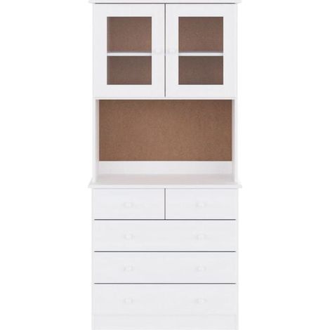 Buffet de Cuisine en Bois Massif Pin, Meuble Rangement 165x77x35 cm, Blanc, Armoire Multi-usages pour Salon Salle à Manger (1/5)