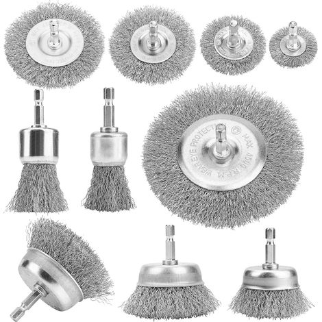 Set of 10 circular brushes, bushel and brush for removing rust, stripping and cleaning metal surfaces (1/5)