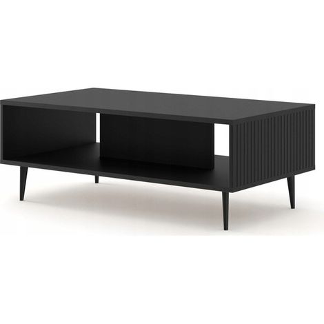 Table basse couleur chêne artisan 90x60x45 RAVI B FILET Pied Cadré noir