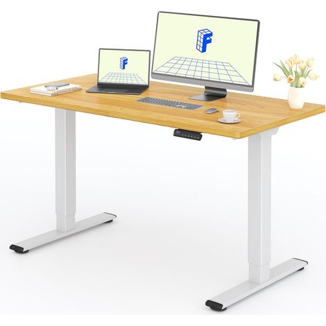 FlexiSpot Bureau Assis Debout Une Pièce 2 Mot 120×80. Blanc+Blanc