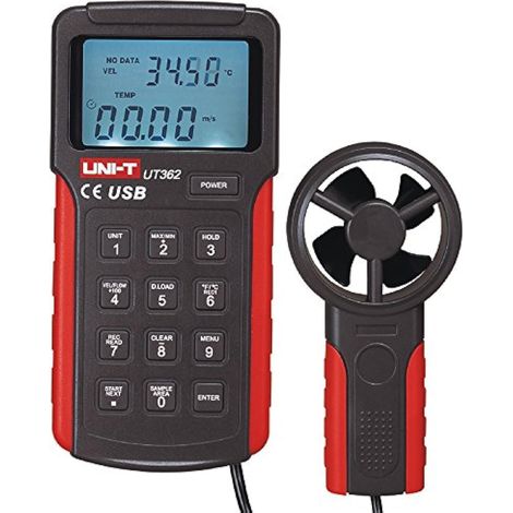 UT362 UT360 Serie Erweitertes digitales Anemometer, 2 m/s-30 m/s, 0°C-40°C/32°F-104°F