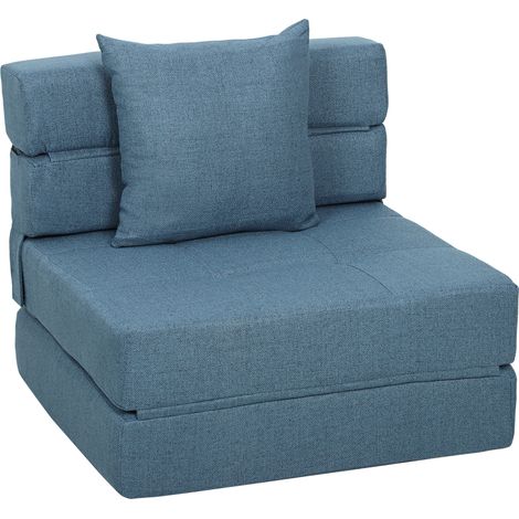 Chauffeuse Yvrecourt Convertible Lit Invités Tissu Bleu Déhoussable (1/5)