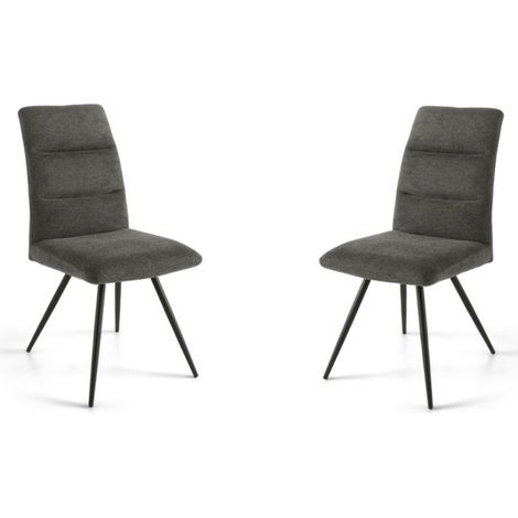 Sedia da cucina in tessuto Grigio Fumo gambe metallo HILL set 2 pezzi (1/4)