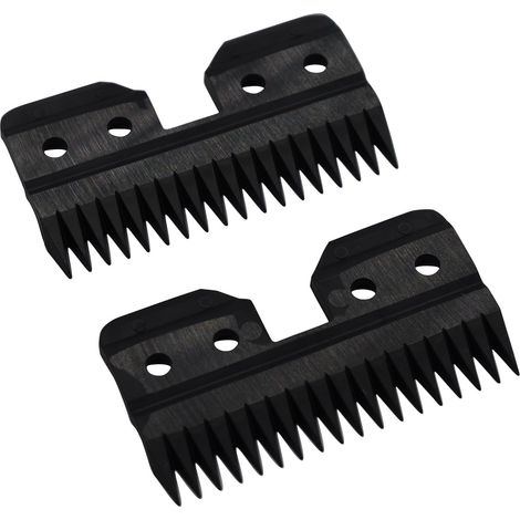 Lames de Rechange 18 Dents pour Tondeuse à Cheveux - Lame Couteau Mobile en Céramique Zircone - Compatible avec A5 Fast Feed - Idéal pour Toilettage Canin et Animal (Noir, 2) (1/5)