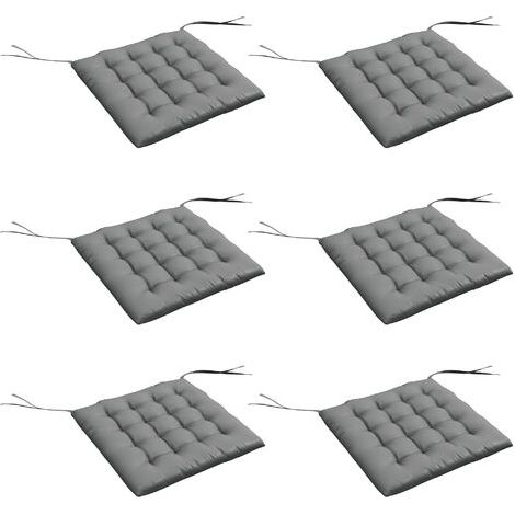 Coussins de chaise de jardin – Lot de 6 – 40x40cm – Mousse haute densité 4cm – Revêtement polyester doux – Couleur gris (1/5)