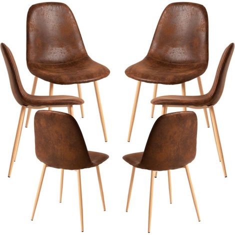Packs Sillas Comedor - Pack 6 Sillas Teok Polipiel - Marrón Vintage (1/5)