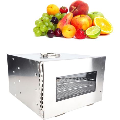 Essiccatore per alimenti FD-06 in acciaio inox con 5 vassoi e capacità di 20 litri per frutta e verdura. (1/4)