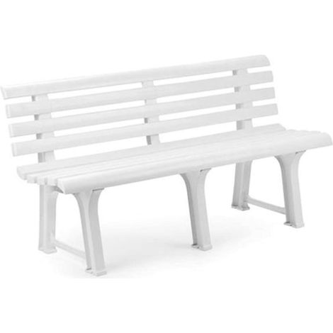 Dmora – Banc de jardin monobloc en polypropylène – Résistant aux intempéries – Dimensions 145x49x74 cm – 100% Made in Italy – Blanc - 145x49h74