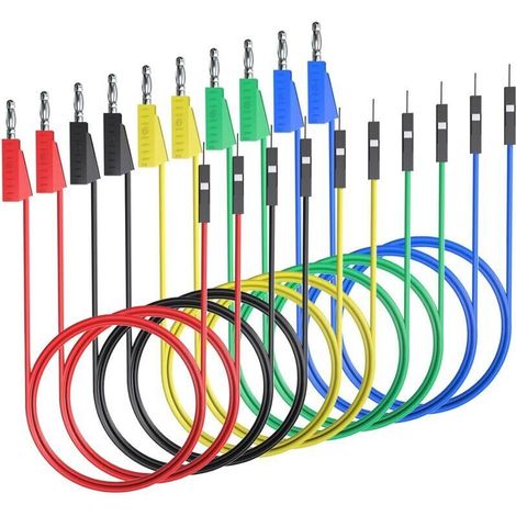 ALLIANDISFiche banane empilable vers planche à pain, fils de raccordement males, fils de Test en Silicone souple et flexible pour les tests électriques (1/3)
