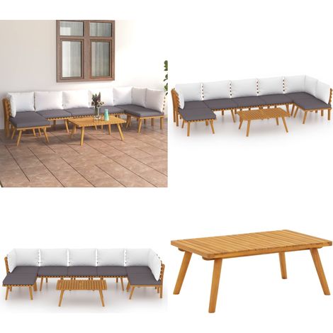 Salon de jardin 8 pcs avec coussins Bois d'acacia solide - Salon De Jardin - Meuble De Jardin - Ensemble De Salon - Mobilier De Jardin - Acacia - Home & Living