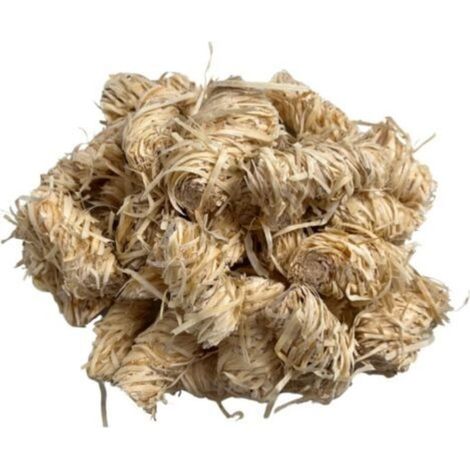 Accessoires de cheminée avec 32 boules de feu de haute qualité en bois et cire pour brûler des copeaux de bois ciré. (1/4)