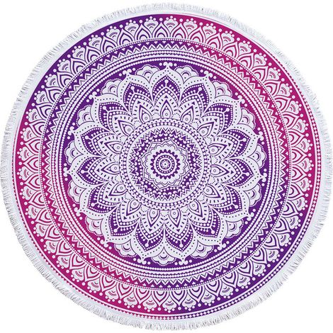 Serviette de plage ronde mandala 1,5 x 1,5 m, tapis de yoga et tapisserie, rouge, sortie de bain et déco