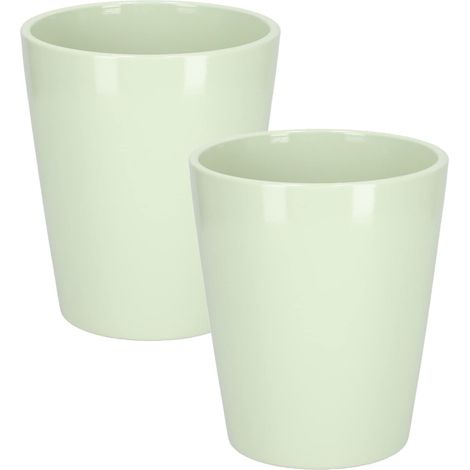 KOTARBAU Lot de 2 pots de fleurs en céramique pour orchidées H 150 mm Ø 120 mm menthe (1/5)