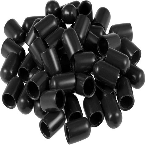 Kappe – 8 mm Innendurchmesser – Schwarzer Vinylgummi – Für runde Rohre, Schrauben, Leitungen, Möbel – Packung mit 50 Stück (1/5)