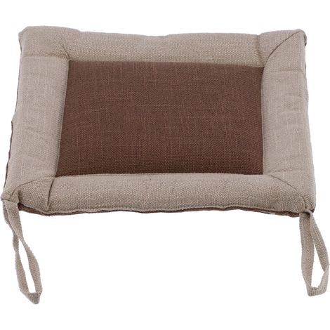 Linen Seat Cushion Coffee Color Anti‑Deformation Multi‑Layer Cotton Linen Chair Cushion with Fixable Straps (1/5)
