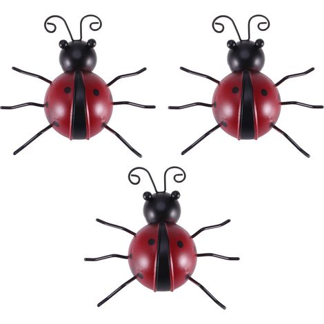 Ensemble de 3 décorations murales coccinelles en métal pour l'intérieur et l'extérieur (1/5)