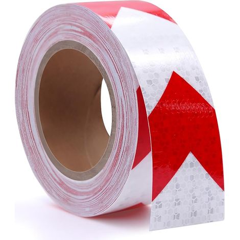 Bande réfléchissante autocollante - 5 cm x 25 m - Rouge et blanc - Pour véhicules et voitures - Avertissement de sécurité (1/5)