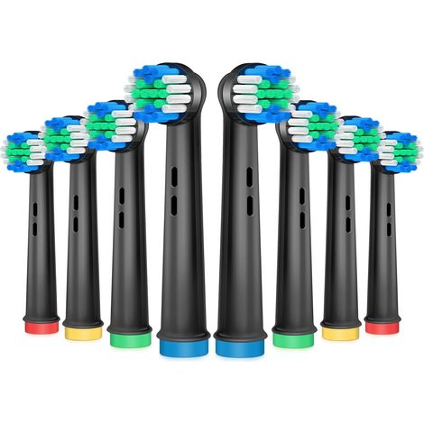 Brossette de Rechange Compatible avec Braun Oral-b Brosse à Dents Electriques, Tete Brosse a Dent Pour Oral-b Pro 1000/3000/5000-8 pièces Noir (1/5)