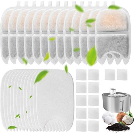 15 filtros para bebederos de gatos: 30 filtros de espuma y 15 filtros de resina de carbón activado, para bebederos de gatos de 4 litros (1/5)