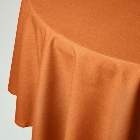 HOMESCAPES Nappe de table ronde en coton unie Terracotta - 178 cm (1/5)