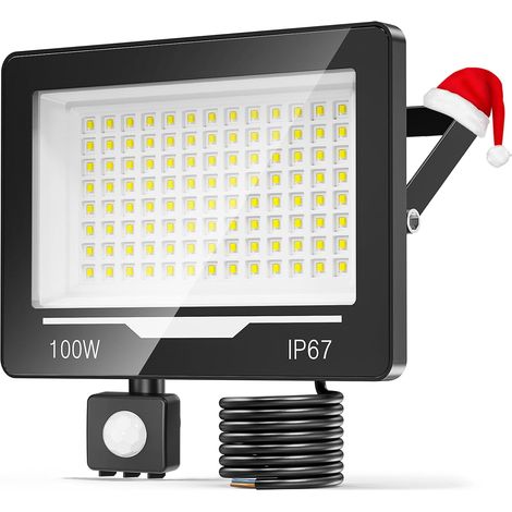 1 Pièce Projecteur LED, Détecteur Mouvement, 100W 10000LM, IP67 Étanche, Blanc Froid 6500K, Cour Jardin
