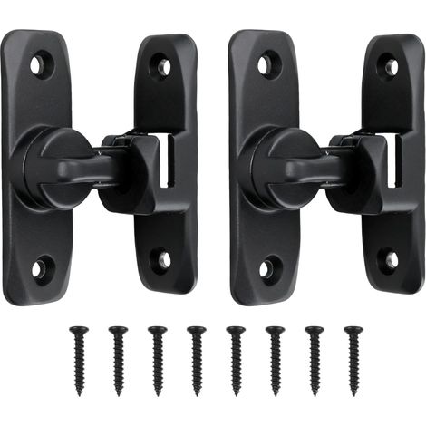 Lot de 2 verrous de porte coulissante avec loquet rabattable, serrure de porte à 90 degrés et loquet de portail de jardin, serrure de sécurité à bouton tournant pour portails en bois PVC, garage