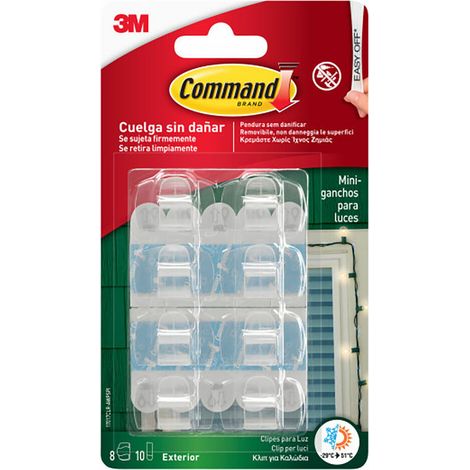 Command Ganci Adesivi Trasparenti per Esterni - 8 Mini Ganci e 10 Strisce Adesive per Appendere Luci in Giardino in Modo Sicuro e Senza Danni (1/5)