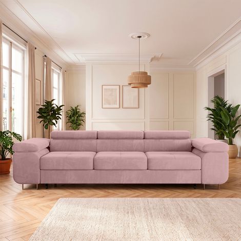 Wilson 3-Sitzer Schlafsofa Samt Rose (1/4)