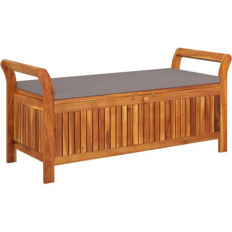 Panca da giardino mobile da giardino per esterni terrazza portaoggetti con cuscino 126 x 50 x 60 cm legno di acacia 020011807